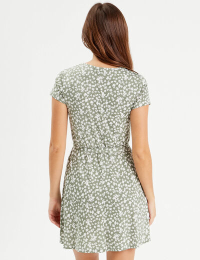 Robe patineuse ceinturée vert femme