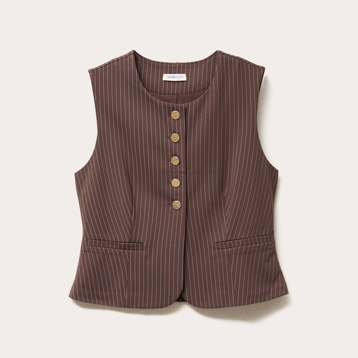 Veston sans manches marron chocolat femme