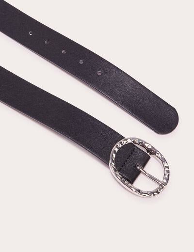 Ceinture boucle martelée noir femme