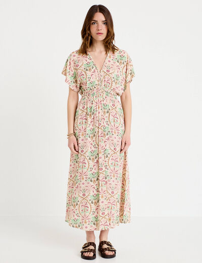 Robe longues manches courtes blanc femme