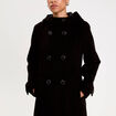 Manteau ajust&eacute; 3/4 &agrave; capuche noir femme