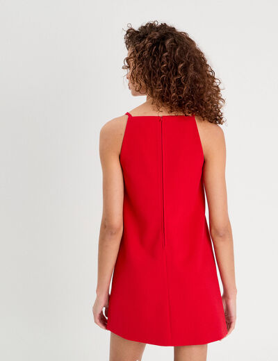 Robe droite bretelles fines rouge femme