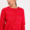 Gilet boutonn&eacute; manches longues rouge femme