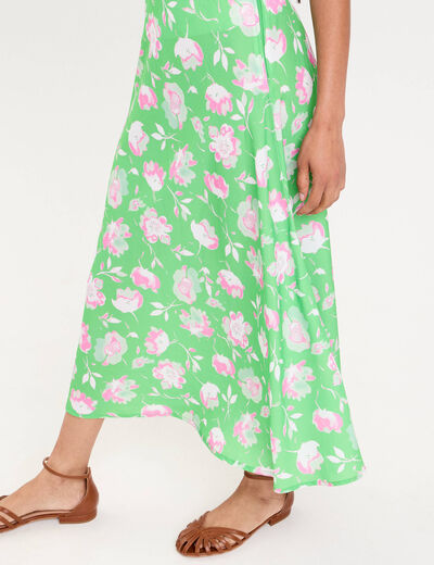 Jupe &eacute;vas&eacute;e longueur midi vert fluo femme
