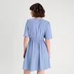 Robe évasée taille élastiquée bleu gris femme