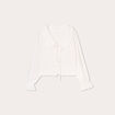 Blouse col claudine et noeuds ecru femme