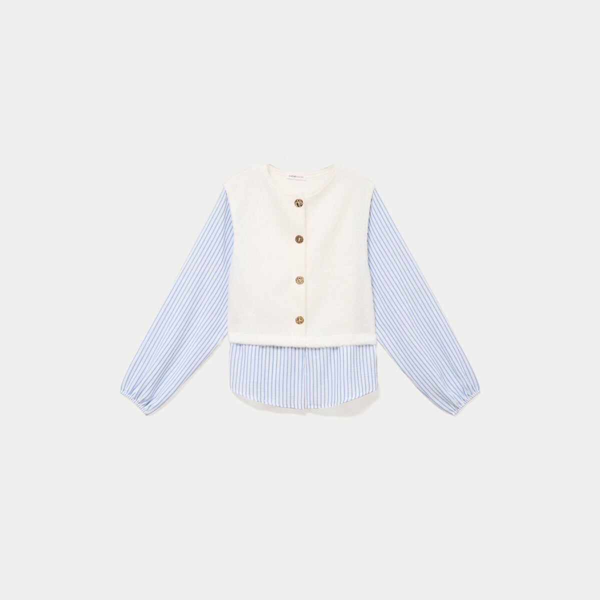 Pull chemise 2-en-1 ecru femme