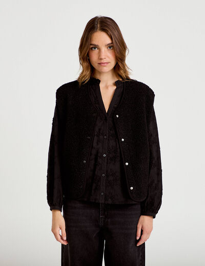 Gilet sans manches effet polaire noir femme