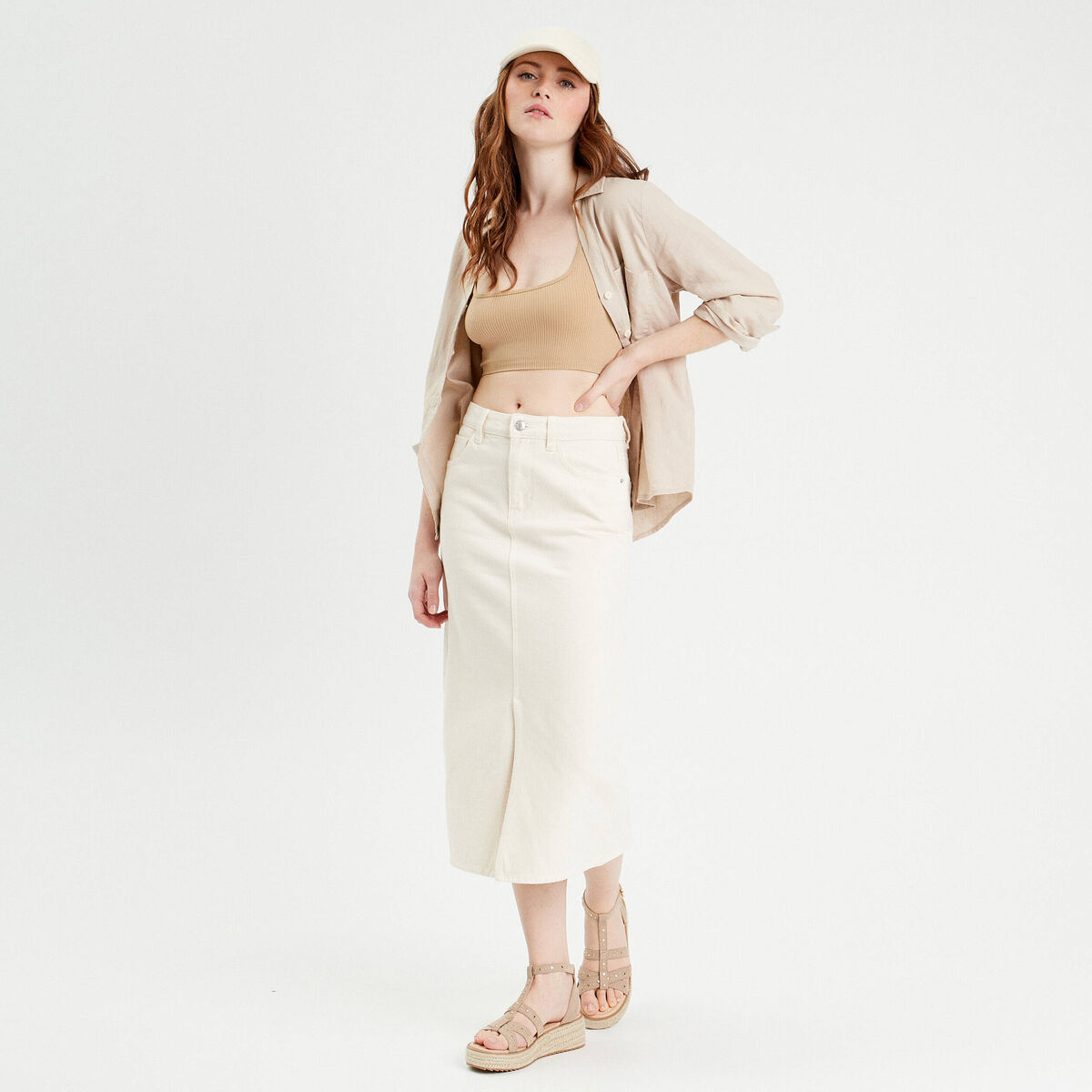 Chemise manches longues contenant du lin sable femme