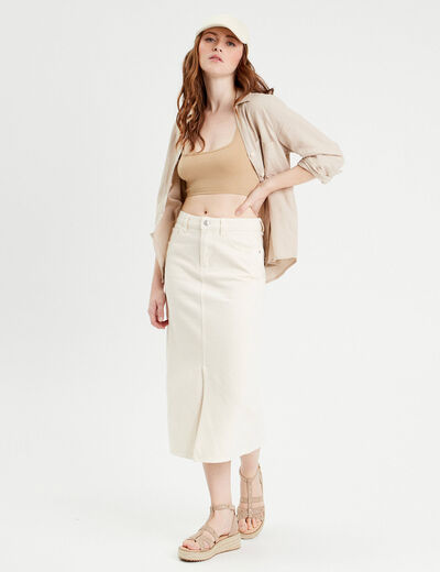Chemise manches longues contenant du lin sable femme