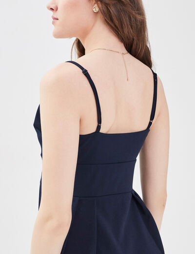 Robe évasée avec bretelles bleu marine femme