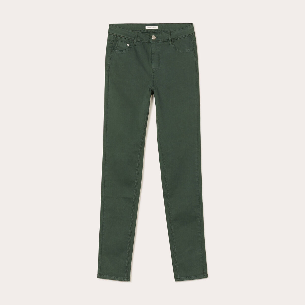 Jeans slim 5 poches vert foncé femme