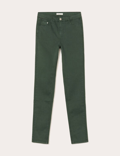 Jeans slim 5 poches vert foncé femme