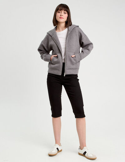 Pantacourt capri denim noir femme