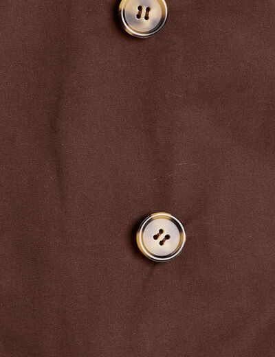 Trench court boutonné marron foncé femme