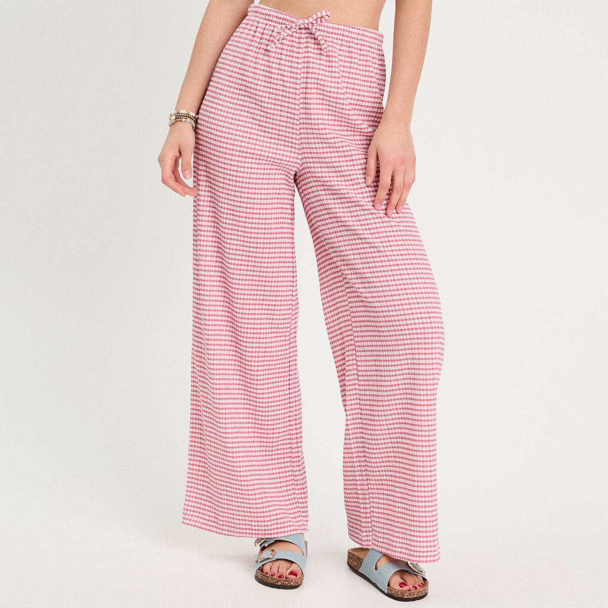 Pantalon large fluide rouge fonc&eacute; femme