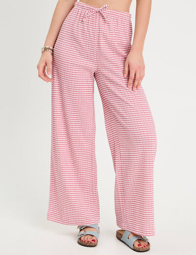 Pantalon large fluide rouge foncé femme