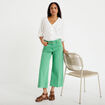 Jean wide leg cropped taille haute vert femme