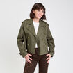 Trench court boutonné vert kaki femme