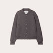 Sweat boutonné col teddy gris foncé femme