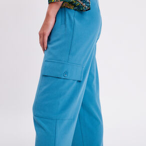 pantalon city large cargo bleu petrole femme Pantalon city large cargo bleu pétrole femme