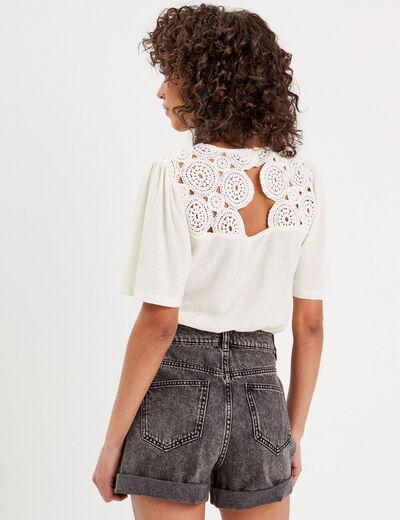 T-shirt manches courtes ecru femme