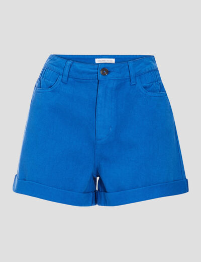 Short &agrave; ourlets bleu roi femme