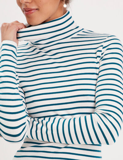 T-shirt col roulé blanc femme