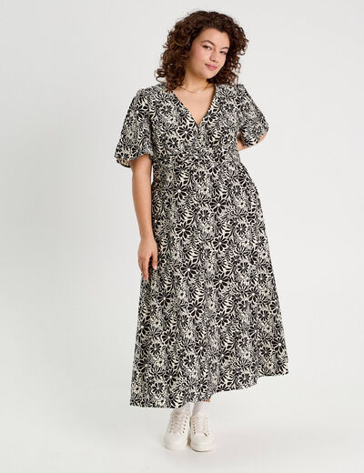 Robe longue évasée blanc femme