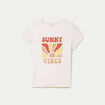T-shirt cintr&eacute; col rond manches courtes ecru femme