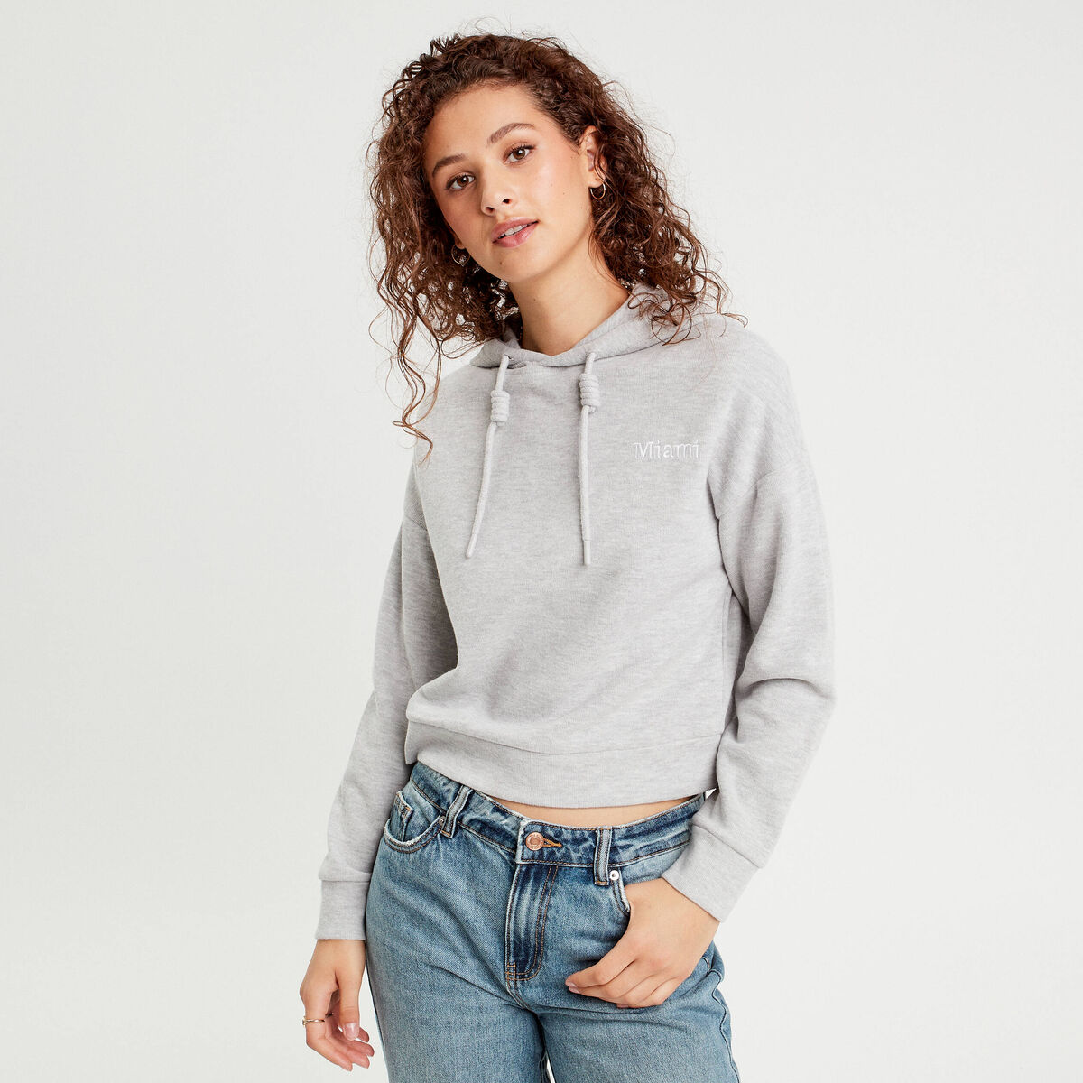 Sweat à capuche gris clair femme