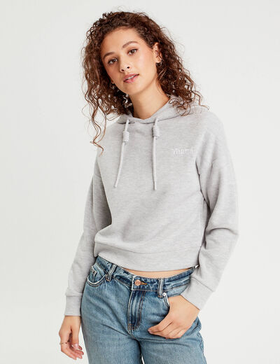 Sweat à capuche gris clair femme