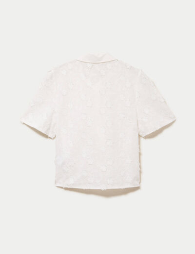 Chemise manches courtes col classique ecru femme
