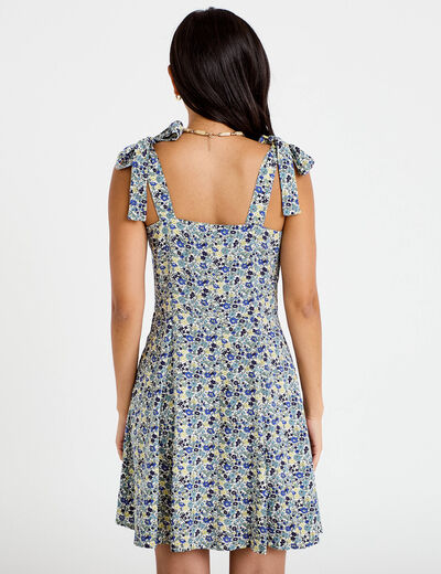Robe courte &eacute;vas&eacute;e &agrave; fines bretelles blanc femme