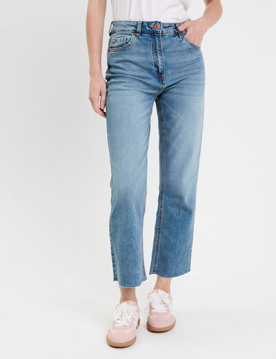 Jeans droit taille haute denim dirty femme