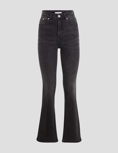 Jeans bootcut taille haute denim noir femme