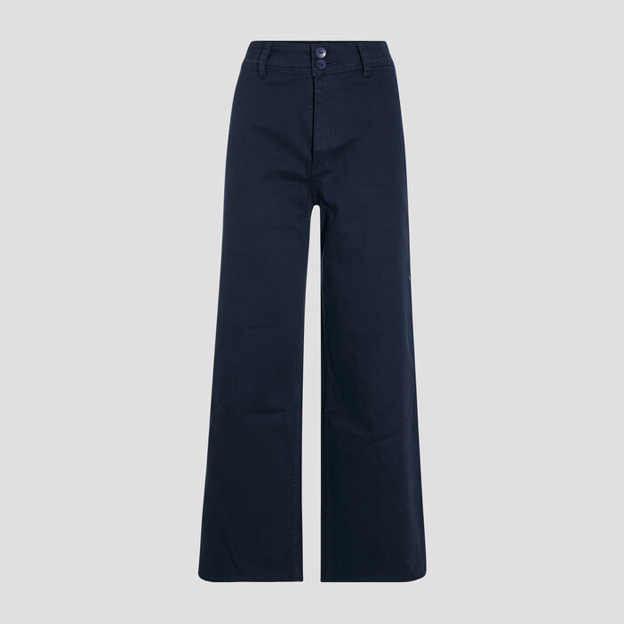 Jeans wide leg taille haute bleu marine femme