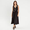 Robe longue évasée noir femme