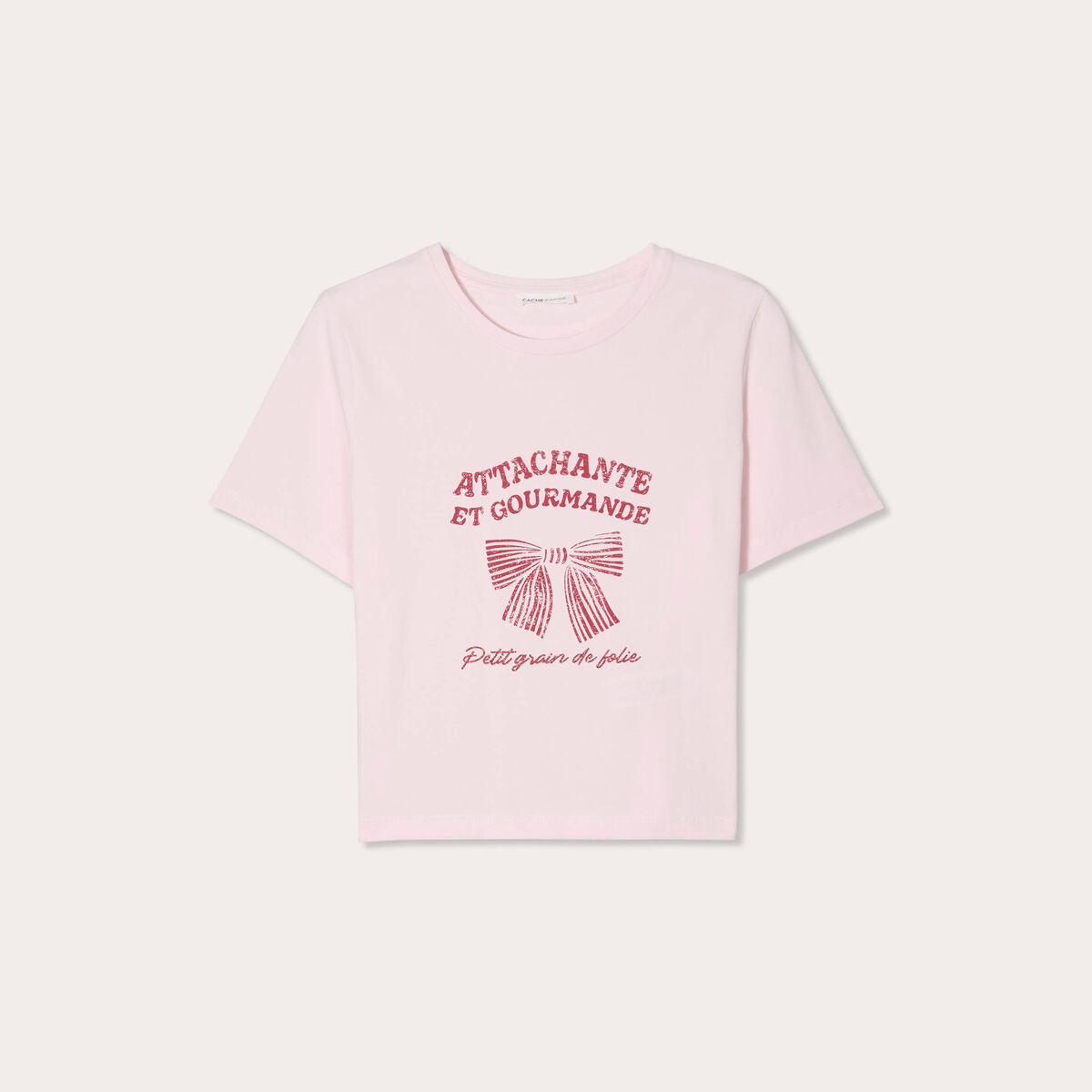 T-shirt cropped rose clair femme