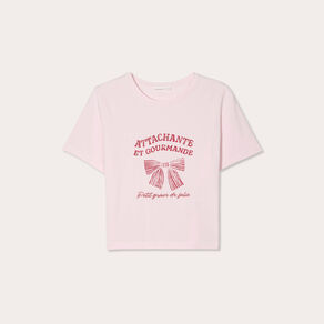t shirt cropped rose clair femme T-shirt cropped rose clair femme