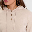 Pull &agrave; capuche manches longues beige femme