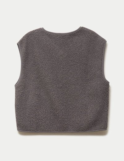 Gilet sans manches effet polaire gris fonc&eacute; femme