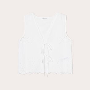 blouse sans manches brodee blanc femme Blouse sans manches brodée blanc femme