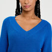 Pull col v manches longues bleu electrique femme