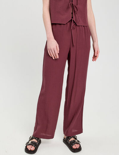 Pantalon large fluide prune femme