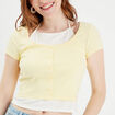 T-shirt 2-en-1 jaune pastel femme