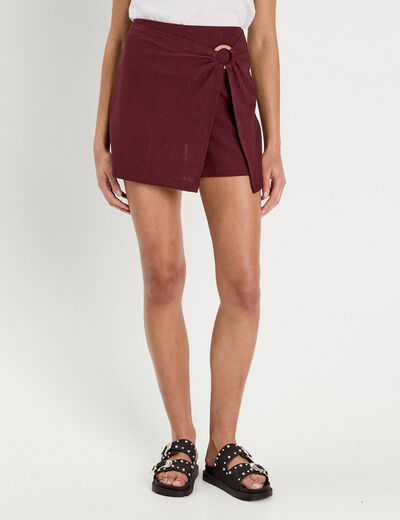 Jupe-short évasée prune femme