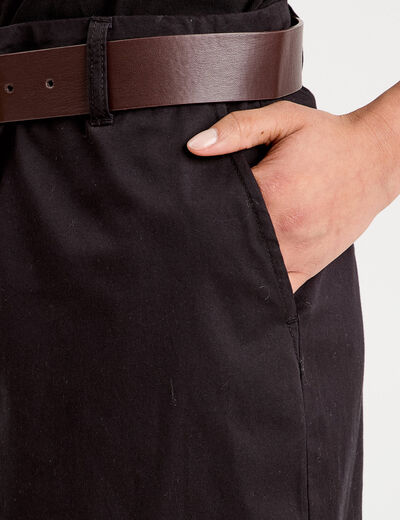 Jupe droite ceinturée noir femme