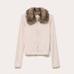 Gilet col fausse fourrure sable femme