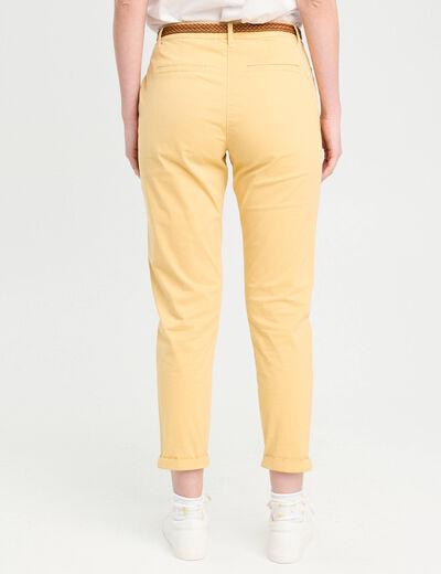 Pantalon chino 7/8ème jaune clair femme